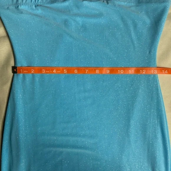 Sparkle Bandeau Blue Strapless Dress - Picture 10 of 13